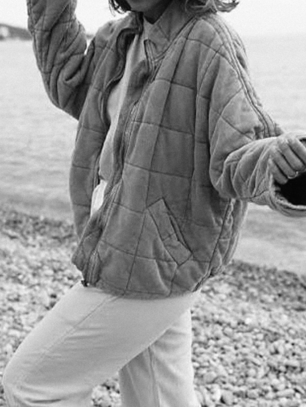 Free People Dolman Quilted Knit Jacket In Carbon